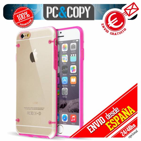 Funda hibrida policarbonato rigida con marco TPU de colores para iphone 6 6S