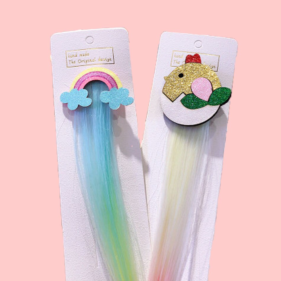 Kawaii licorne perruque ruban épingles à cheveux bebe filles mignon faux cheveux torsion meche a tresse décoration enfants bonbons barre pince à cheveux enfants bandeau accesoire