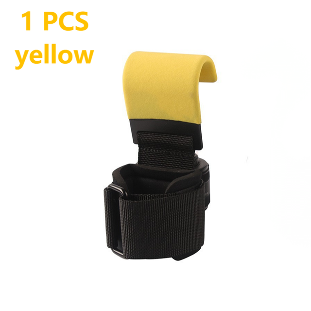 Weightlifting Hooks Grips Gym Fitness Heavy Duty Wrist Wraps Support Dumbbell Power Workout Weight Lifting Hook Glove W/ Coating: 1 pcs yellow