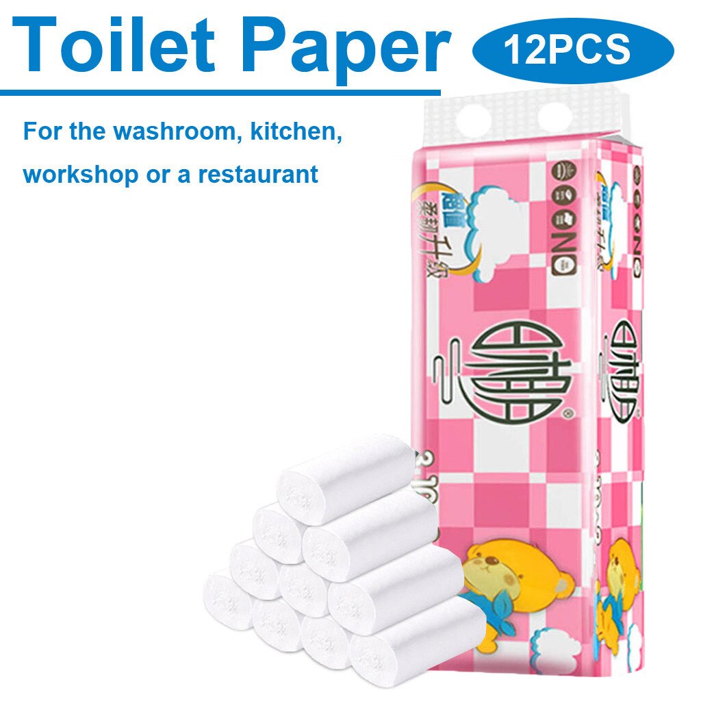 12 PCS Roll Paper Tissue Paper Roll Napkin Paper Towel Household Paper toilet paper rolls pack rolling paper D401