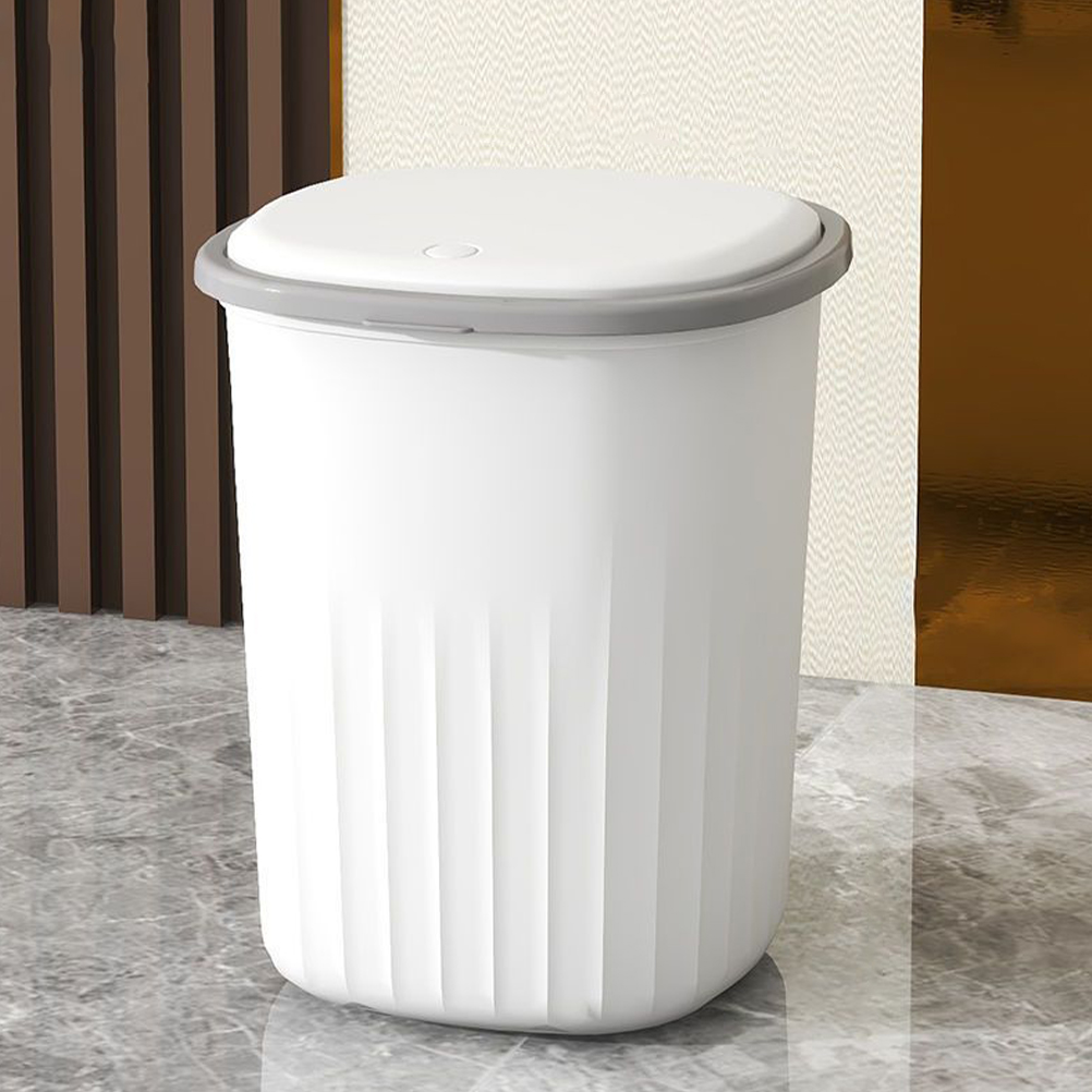 Witte prullenbak met deksel Afvalbak Badkamer Keuken Slaapkamer Vuilnisemmer Plastic opslagcontainer Thuiskantoorbenodigdheden