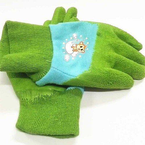 Children&#39;s Gloves Anti-Cutting Gloves Gardening Labor Weeding and Puncture-Proof Latex Garden Gloves One Pair Hands Protection: green 3-5