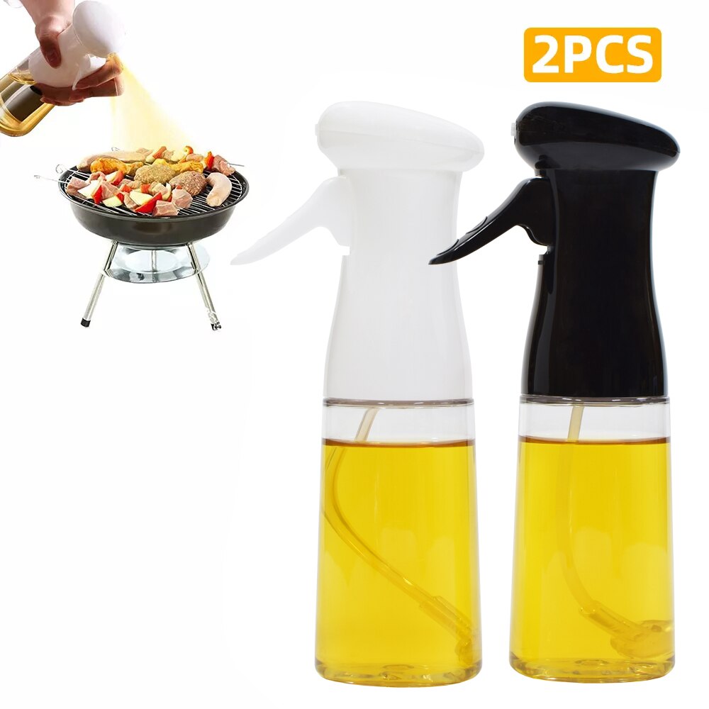 Oliesprøjte til madlavning, fødevaregodkendt olivenoliesprøjte  , 210ml premium olieflaske, der er meget brugt til airfryer bbq bagning camping: Sort og hvid