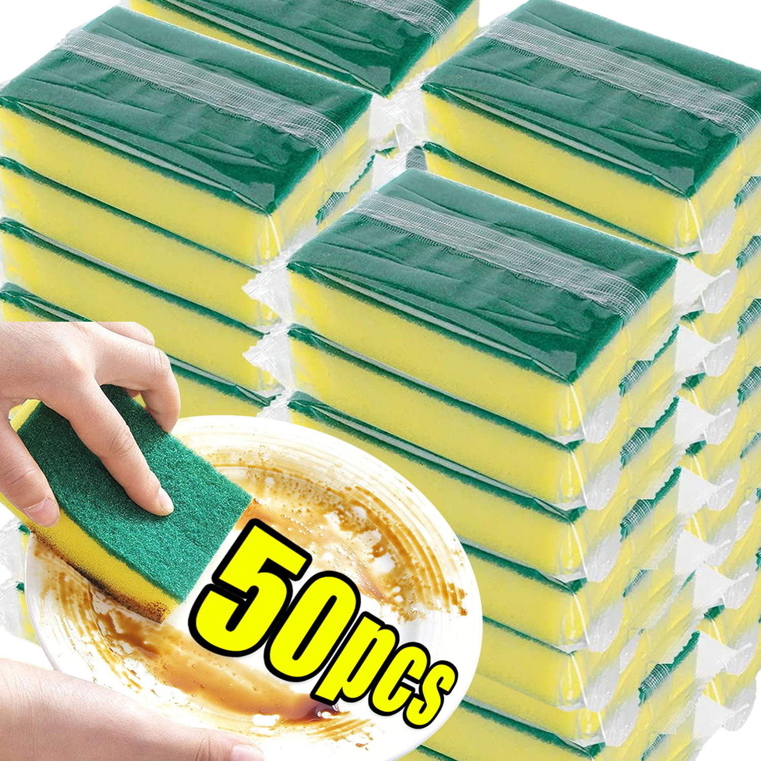 Esponja para lavar platos de cocina, suave, absorbente, limpieza, olla, estropajo de óxido, Kits de eliminación, cepillo de limpieza del hogar, esponja, 100/1 Uds.