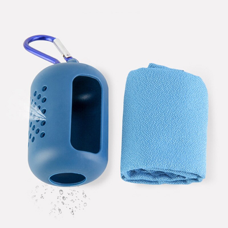 Voyage pliable Mini serviette Portable randonnée Camping séchage rapide serviette avec étui en silicone outil de plein air sport visage petite serviette outils