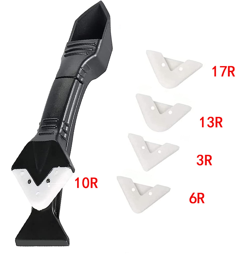 5in1 Multifunctionele Coner Breeuwen Tool Siliconen Schraper Lijm Remover Mes Hoek Schoonheid Spleet Spatel Tool Grout Schraper Kit: Army Green