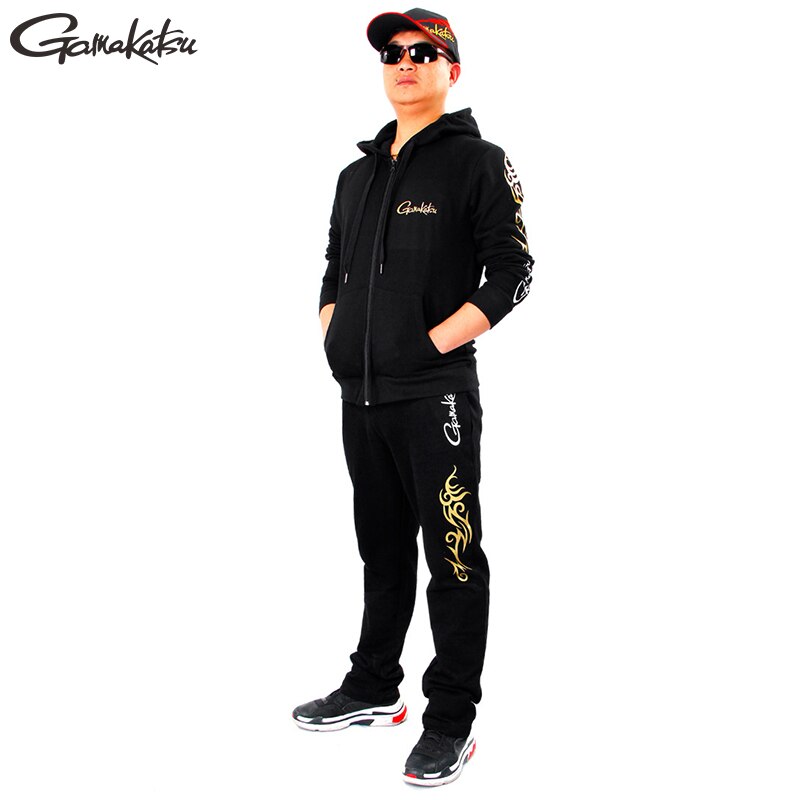 Gamakatsu Lente Herfst Vissen Pakken Mannen Jas Capuchon Katoenen Ademende Qucik Drogen Warm Houden Broek Sets Outdoor Vissen Pak