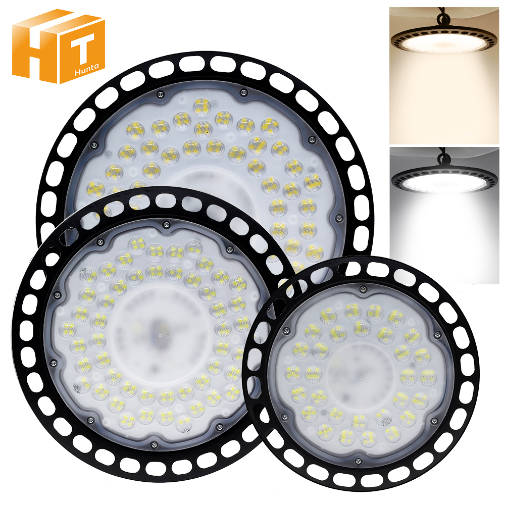 Ac220v led høybaylys 100w 150w 200w smd 2835 4000k 6000k høy lysstyrke kommersiell industriell garasje verksted ufo-lamper