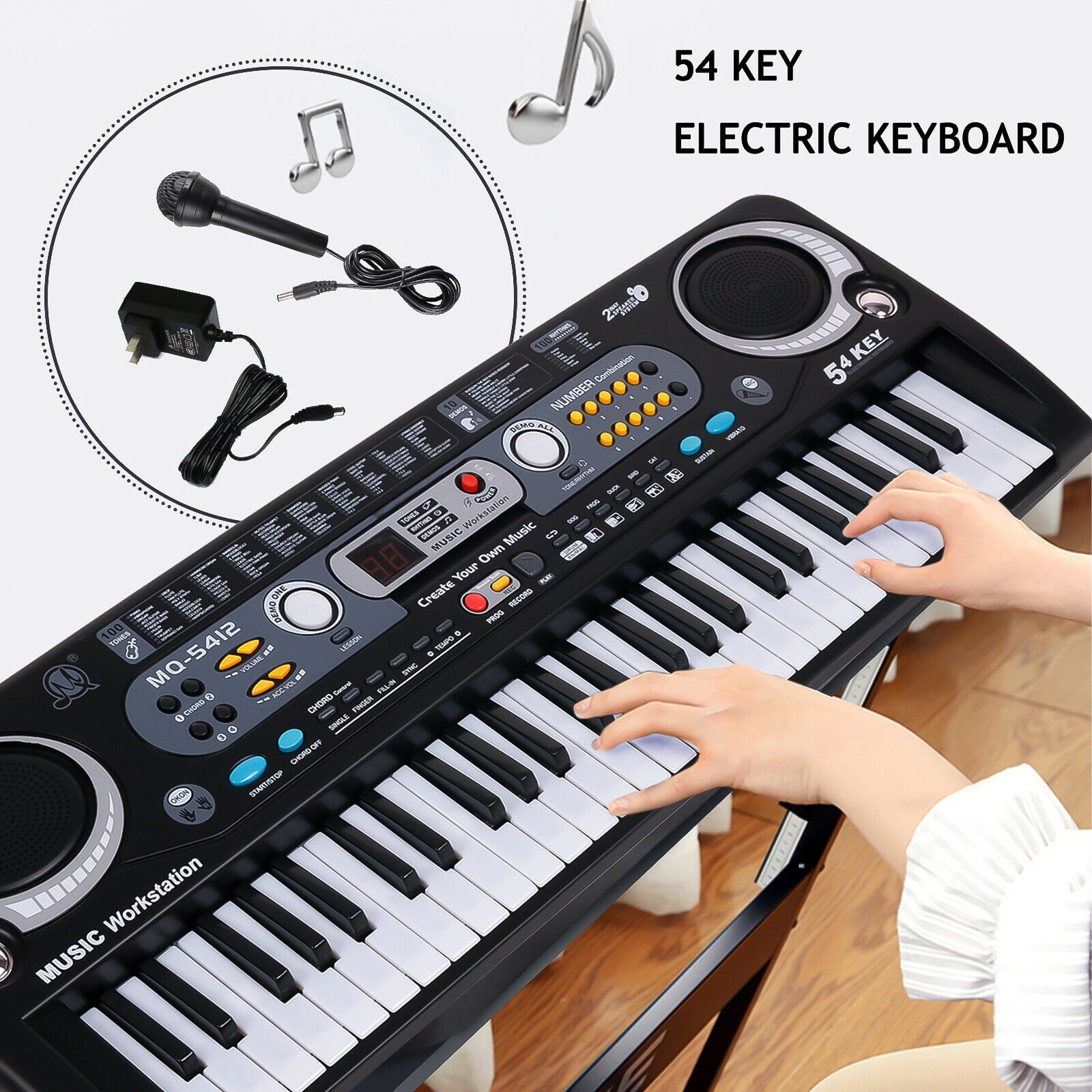 Draagbare Keyboard Piano 61 Toetsen Digital Music Key Board Met Microfoon Usb Type
