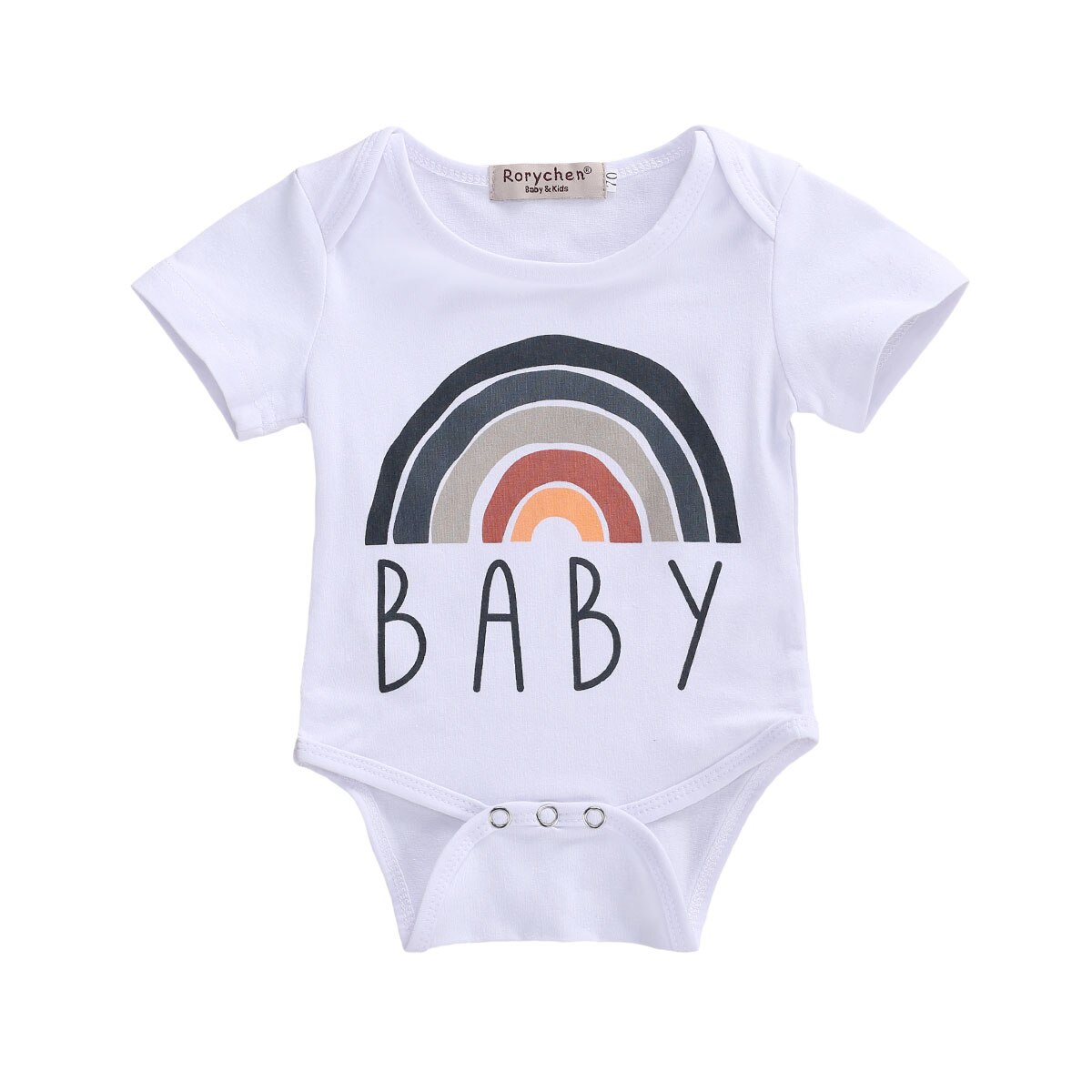 Rainbow Bodysuit Toddler Baby Boys Girls White Cotton Bodysuit Short Sleeve Letter Print Bodysuit Outfits: A / 6M