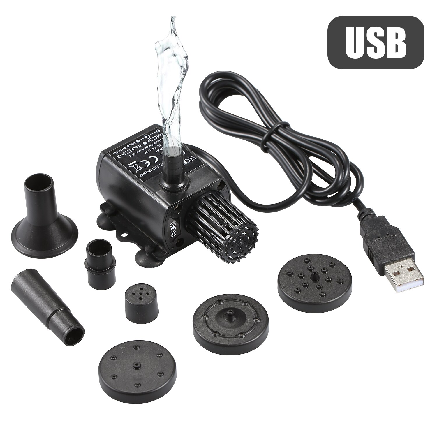 Mini Waterdichte Fontein Pomp 150L/H Usb Borstelloze Waterpomp Met Nozzles Zeef Ultra-Stille Voor Aquarium vijver