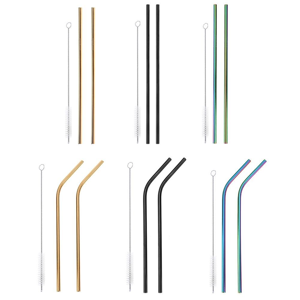 Pajillas reutilizables de acero inoxidable, cepillo limpiador, accesorios pequeños para Bar y en casa, 3 piezas