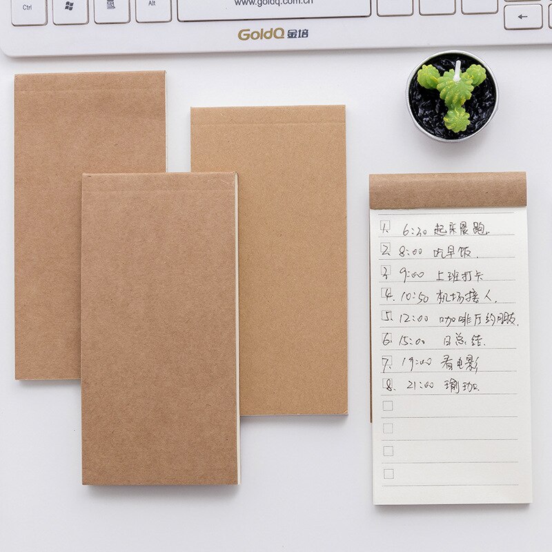 Carnet de notes Portable en papier Kraft, 50 feuilles, pour enfant, Plan quotidien, mensuel, hebdomadaire, écriture, Style vierge, dessin, cahier déchirable