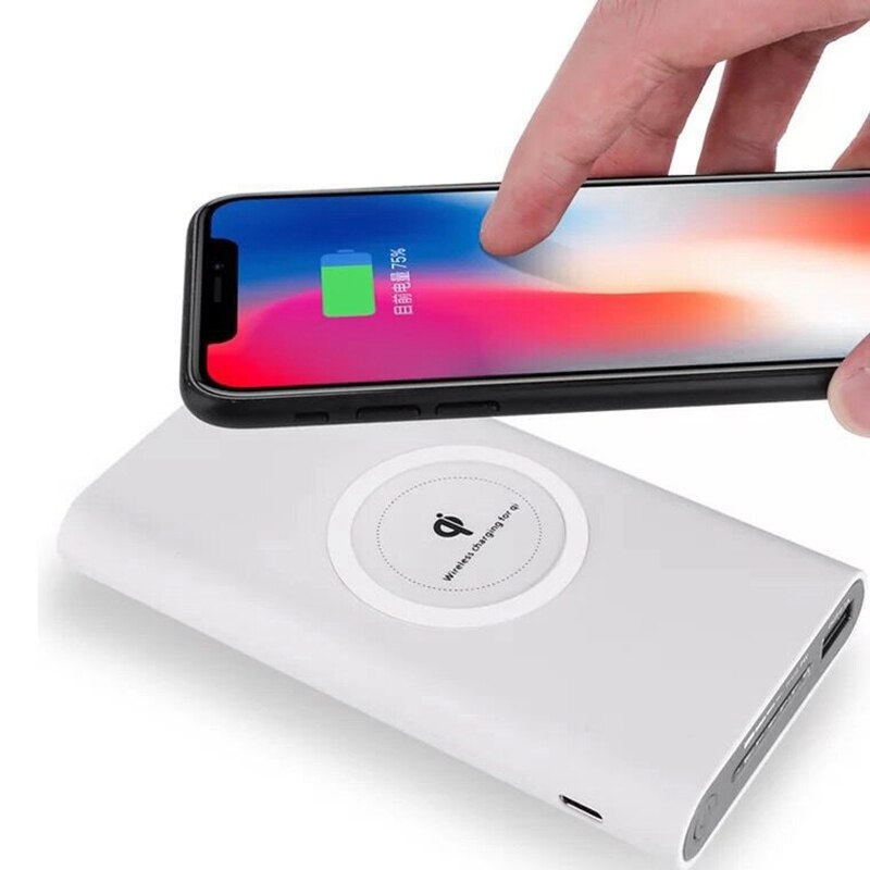 QI Wireless Power Bank 10000MAh Wireless Charger Power Bank (White)