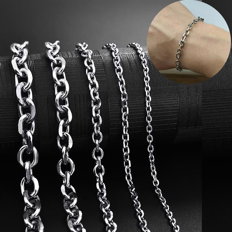 Rvs Cross O Ketting Armband Voor Mannen Zilveren Kleur Rolo Schakelkettingen Kabel Link Op Hand Armbanden Sieraden Accessoires