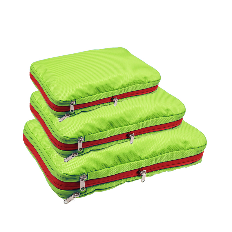 Double Layer Compression Packing Cubes Travel Luggage Organizer Waterproof Packing Cube 7 Colors Large Medium and Small 3 Sets: Green