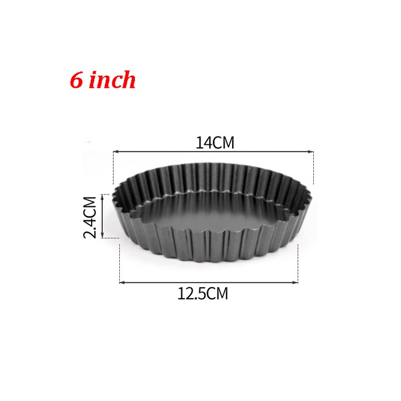1pc Tart Quiche Flan Pan Non-Stick Molds Pie Pizza Cake Round Mould Removable Loose Bottom Fluted Heavy Duty Bakeware Pan ZXH: 6 inch