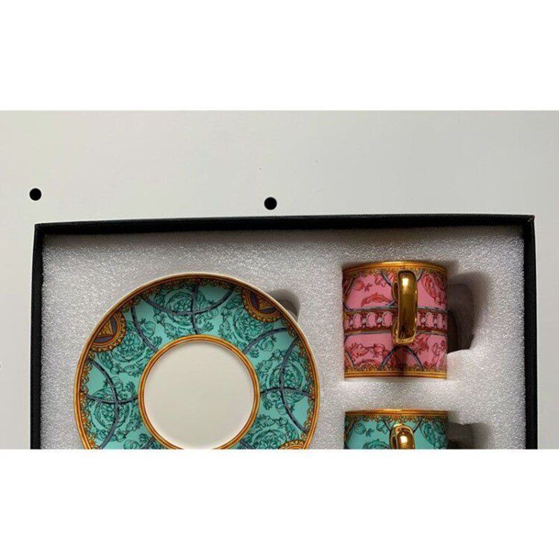 style catering bone china cup multi-style simple ceramic coffee cup and saucer dish with pattern set 2 set with box