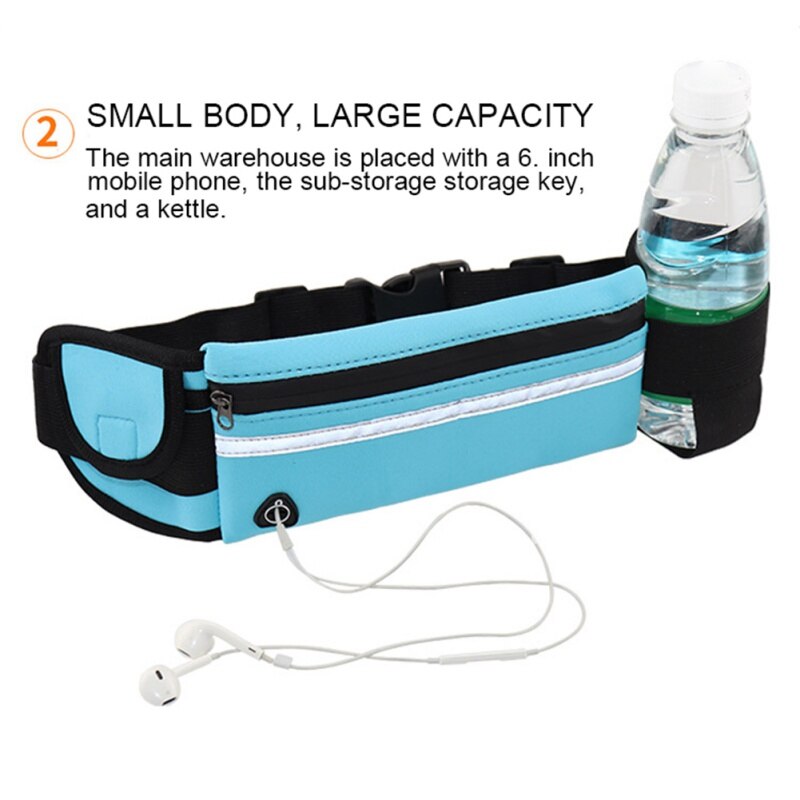 Outdoor Running Waist Bag Waterproof Anti-theft Mobile Phone Holder invisible Hiking Gym Fitness Bag With Kettle Pocket