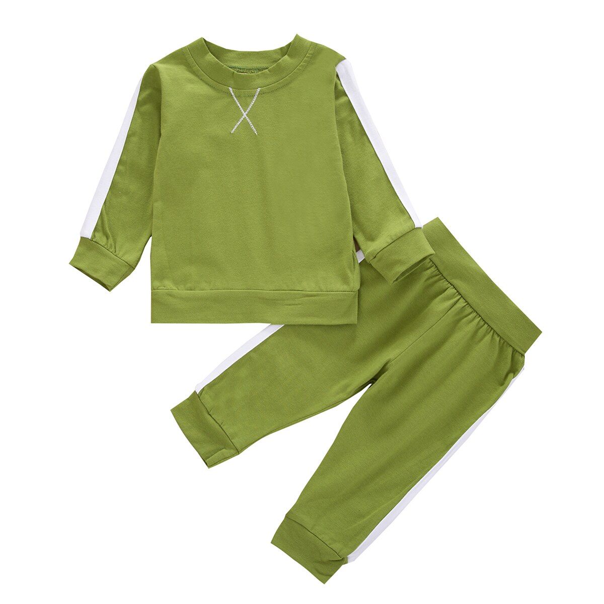 Ensemble 2 pièces en coton pour bébé fille et garçon, tenue décontractée à manches longues, survêtement pour enfant en bas âge, pull-over, haut et pantalon: Vert / 24m