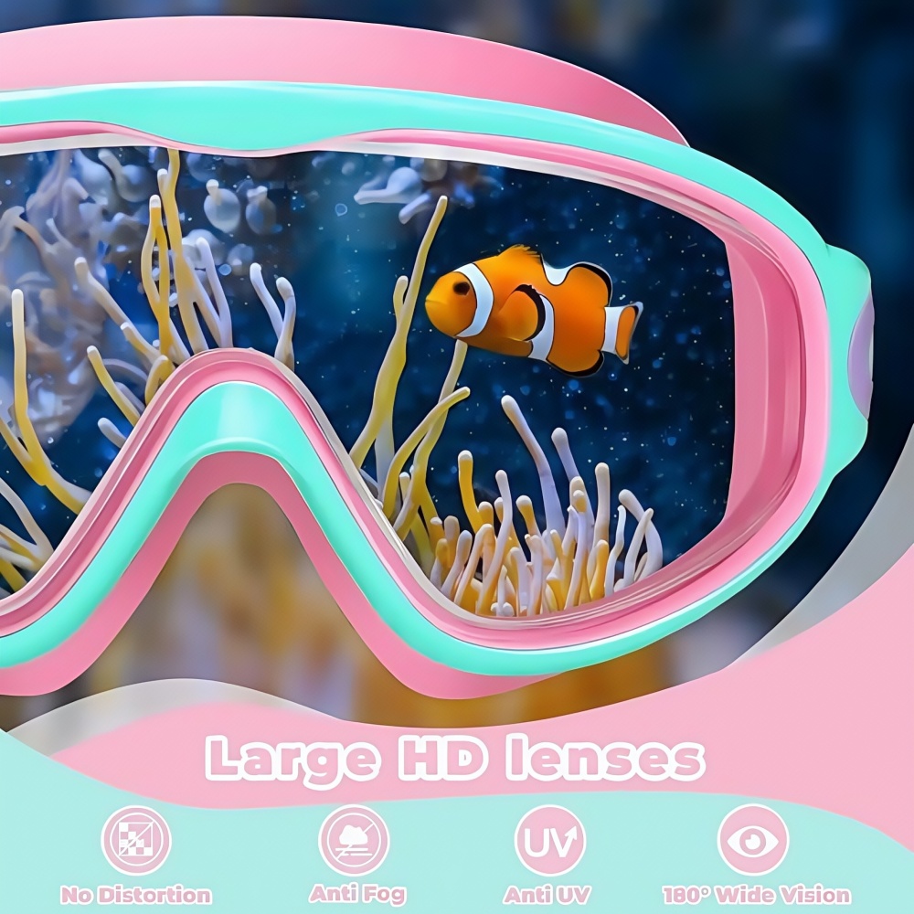 Kids Large Frame Swimming Goggles Colorful Anti-Fog UV380 Protection Clear Vision Goggles for Children And Youth (3-14 Years)