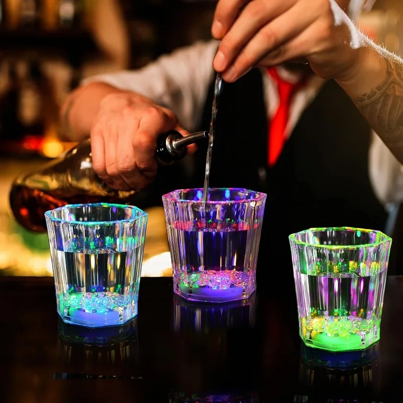 6/12/24 stk. led-lysende glas, kop, lysende shot, kop, led-blitz, drikkeglas, lysende shotglas til fest, der lyser i mørket