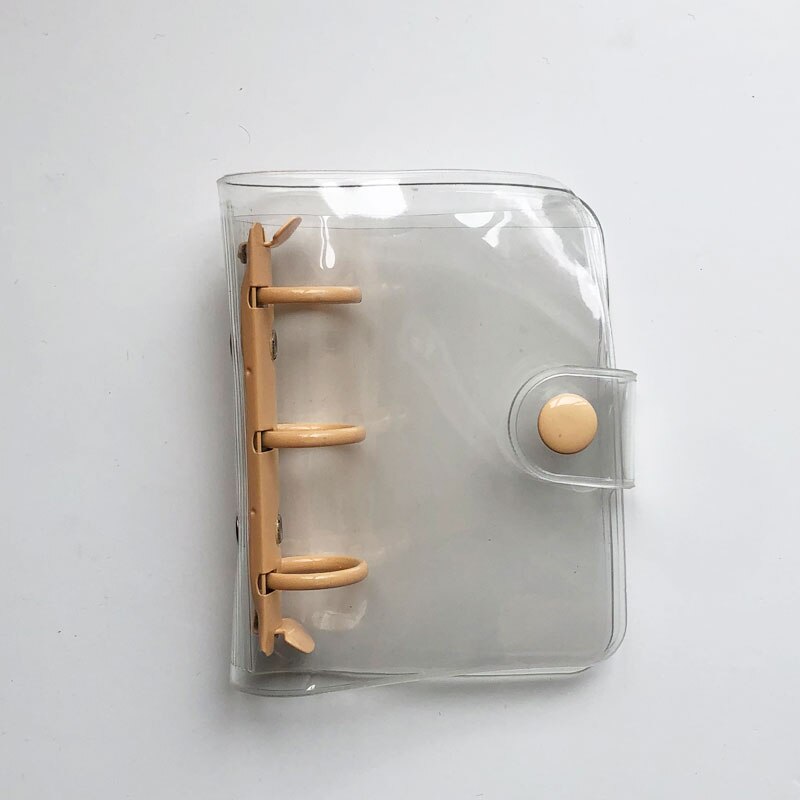 Transparent Star Pink A8 Mini Notebook 3 Hole Planner Binder Spiral Personal Journal clear Shell: NO15