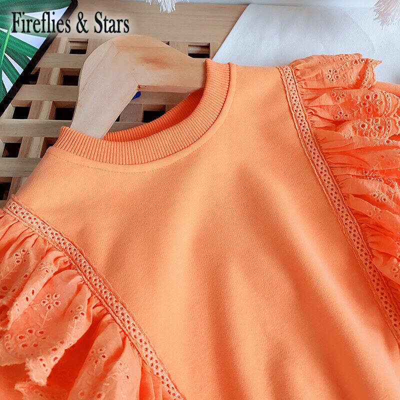 Forår efterår piger sweatshirt baby t-shirts børn pullover til børn tøj ruched hollow out 2 to 7 år