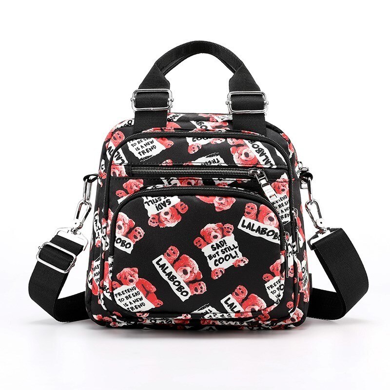 Dames schoudertas waterdichte nylon tas multifunctionele bloementas multi-pocket tas luxe handtassen dames bolsa feminina sac: Beer