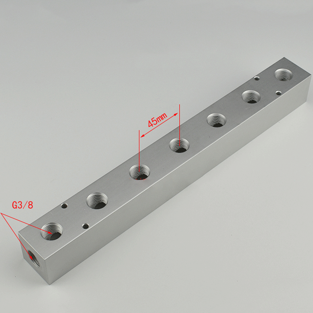 BSP-Bloque de colector de aire de aluminio sólido, compresor de aire neumático, divisor cuadrado de 3/8 pulgadas, 35x35mm, 2, 3, 4, 5, 6, 7, 8, 10, 12 vías: Azul marino