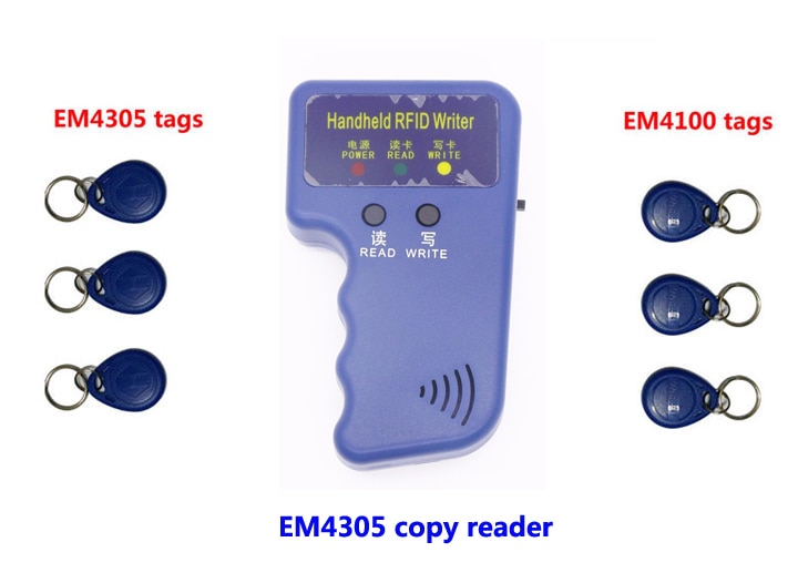 Rfid handhållen kopiatorläsare ,125 khz duplicerad enhet id-kort kopia skriv , 3 st kopierade  em4305+ 3 st  em4100,  min :1 st