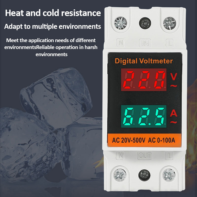 AC Voltmeter Ampèremeter AC50-500V 0-99.9A AC Stroom- en Spanningsmeter Din Rail Dual Display Digitale Elektriciteitsmeter Energiemeter