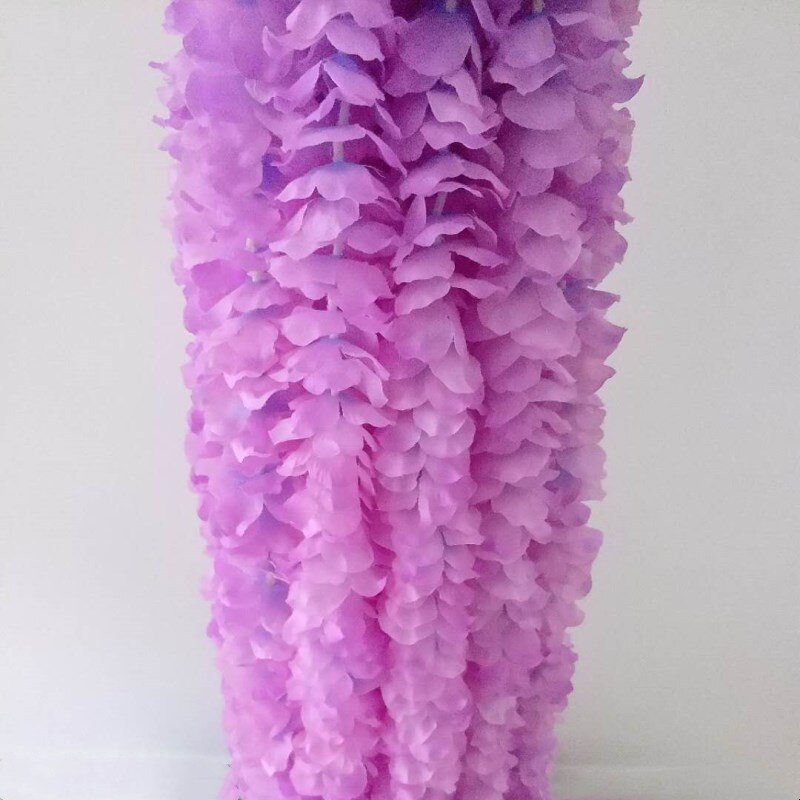 20/50 100Cm Kunstmatige Simulatie Hydrangea Orchidee Wisteria Bloem String Voor Diy Bruiloft Boog Vierkante Rotan Muur Opknoping Mand: 50 Pieces / Paars