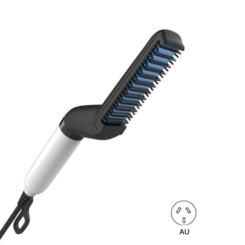Quick Beard Straightener Comb Multifunctional Hair Curler Straightening Permed Clip Comb Styler Electric Hair Tool for Men: AU Plug