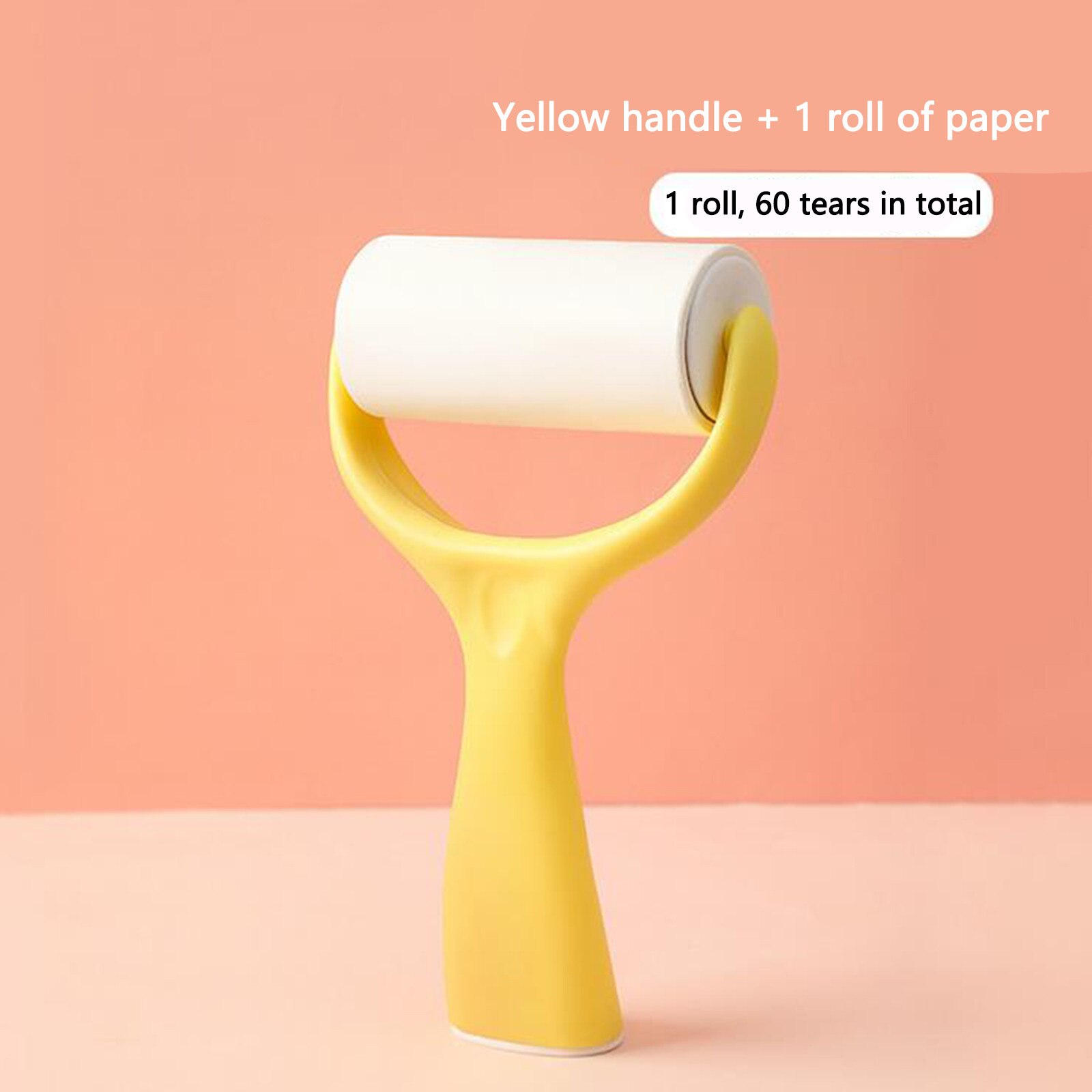 25#  stand-up rulle klæbemiddel husholdningstøj fjernelse af hårbørste vaskbar rulle renere fnug rengøringsmiddel: Gul