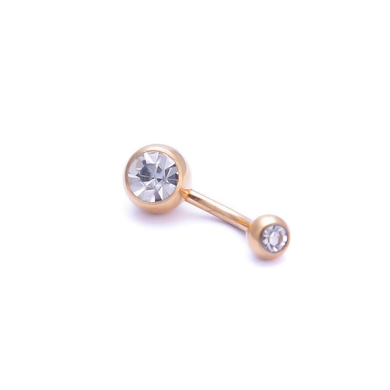 1 Pc Unisex Charm Punk Golden Crystal Rhinestones Navel & Belly Button Rings Body Piercing Jewelry 9 Colors: White