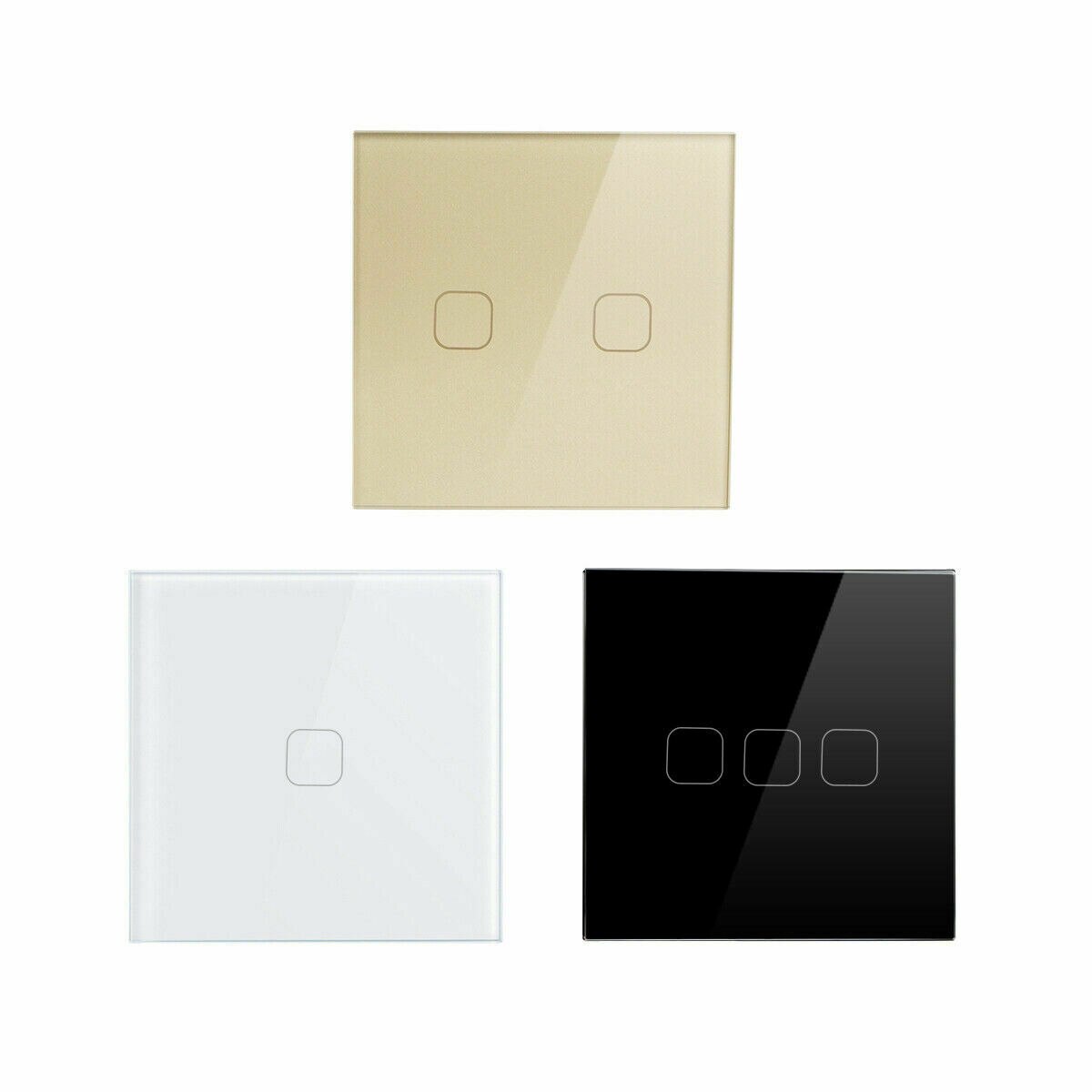 1G / 2G / 3 Gang LED Light Glass Panel Touch Sensor Switch Waterproof Wall Lamp On/Off Dimming Wireless white / black / Gold: Switch only / 3 Gang gold