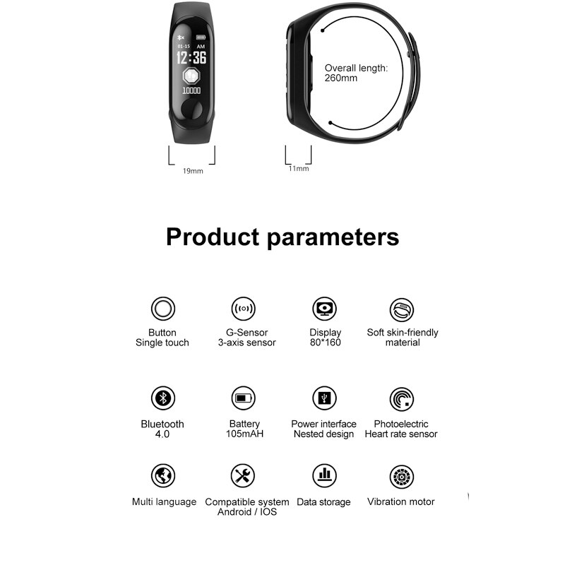 Kleurenscherm sport stappenteller slimme armband bloeddruk polsband wandelen stappenteller slimme band mannen vrouwen slim horloge