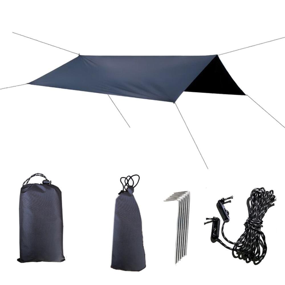 Toldo refugio para el sol al aire libre playa acampada, jardín sol toldo parasol hamaca mosca de la lluvia lona impermeable tienda sombra: Black