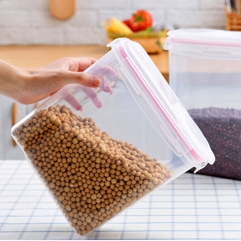 Recipientes herméticos de armazenamento de alimentos e tampas de travamento, organizadores de despensa de plástico transparente, cereais/harinha/riso, umidade e cozinha à prova de insetos