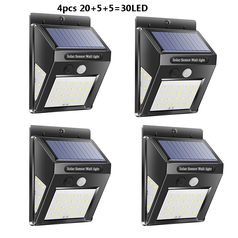 30/40 LED Outdoor Solar Light PIR Motion Sensor 4pcs Solar Wall Lamp Waterproof Energy Saving Emergency Garden Yard Lights: 4pcs 30 LED