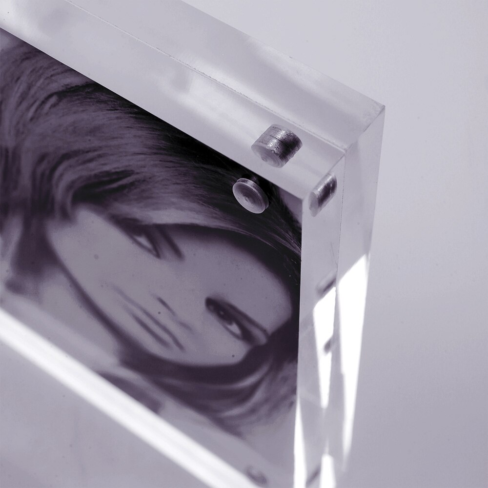 Square Shape Free Standing Double Sided Display Clear Acrylic Perspex Magnet Photo Frames PF003-1