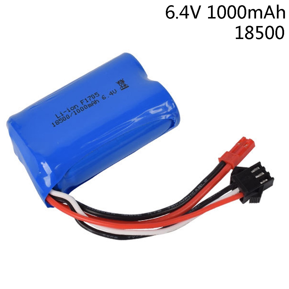 6.4 V 1000Mah Li-Ion Batterij 18500 Voor Wltoys A303 A313 A323 A333 1/12 Rc Auto Speelgoed Batterij Accessoires 6.4 V Batterij JST-2P Plug