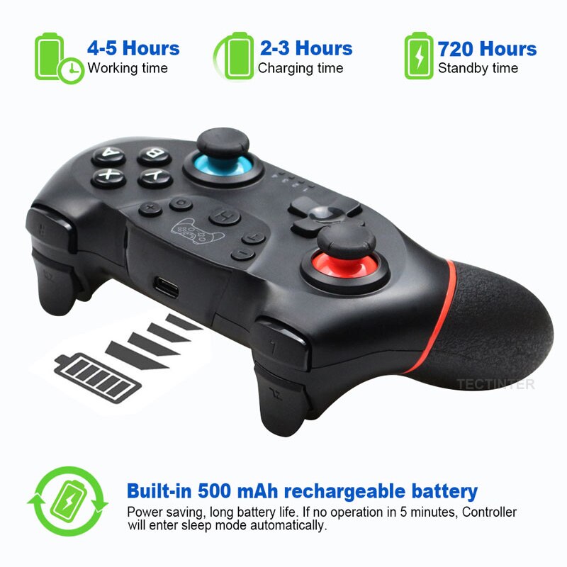 Mando inalámbrico con bluetooth para Nintendo Switch Pro, controlador joystick de juego para consola Switch con 6 ejes