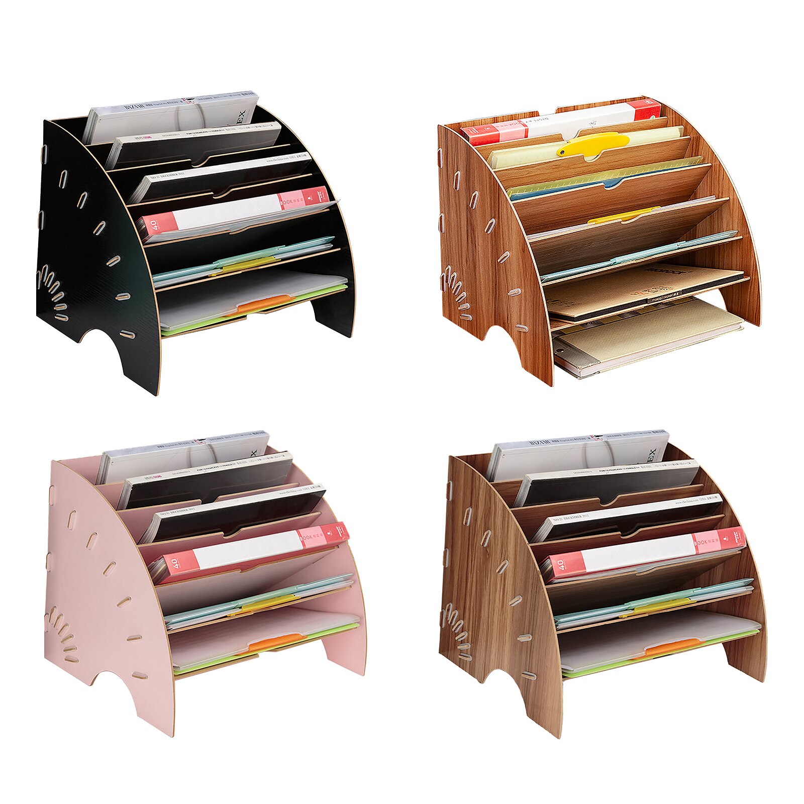A4 Data Storage Rack Multi-layer Sector Houten Desktop Bestand Houder Voor Kantoorbenodigdheden Bureau Organizer Waterdicht