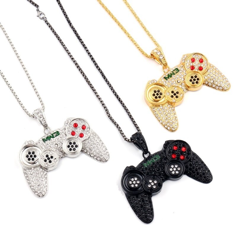 Hip-Hop Sieraden Game Console Handvat Ketting Hanger Gouden Ketting Crystal Ketting Bedels Voor Kinderen Jongens