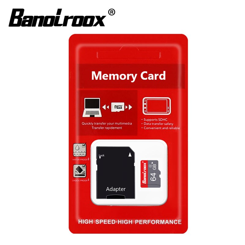 Banolroox C10 Origina Micro Sd-kaart 128Gb 64Gb 32Gb Geheugenkaart Flash Usb 16Gb 8Gb microsd Mini Tf Kaart Met Adapter Kaartlezer: 64GB