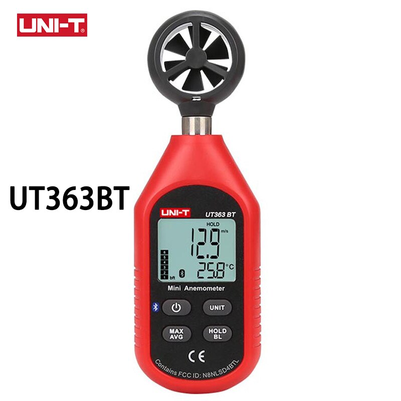 UNI-T UT363 UT363BT Handheld Anemometer Digital Wind Speed Measurement Temperature Tester LCD Display Air Flow Speed Wind Meter: UT363BT