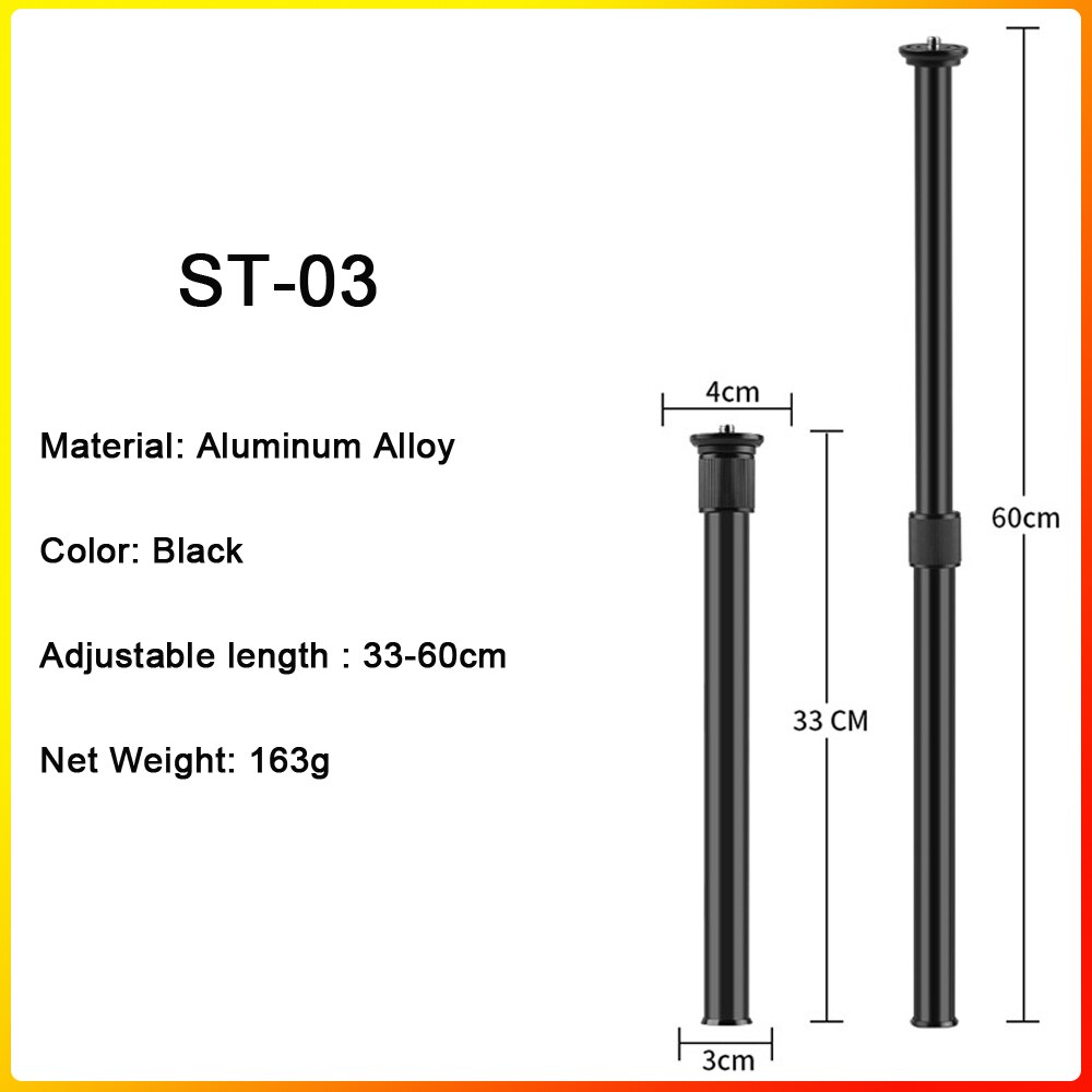 SETTO Tripod Center Column Extension Tube Extender Pole Handheld Bar Telescopic Stick Rod for Gimbal/DJI/Zhiyun/DSLR Camera led: ST-03