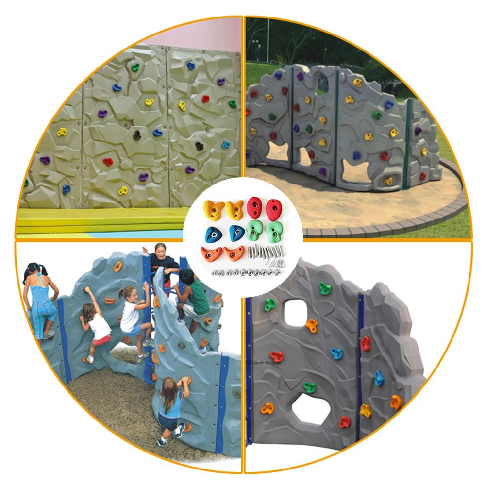 Rock Climbing Block Set Durable Various Shapes Resin Rock Climbing Suit 10 Pieces For School Wall Amusement Park